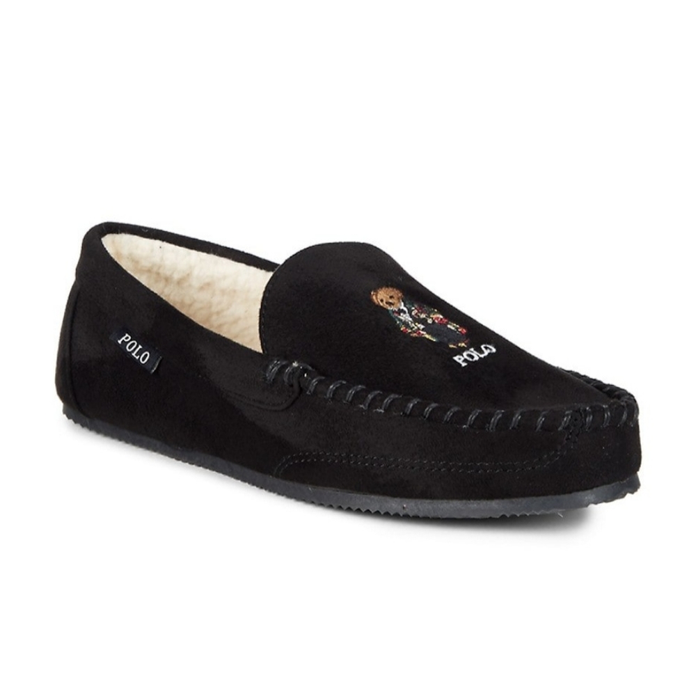 POLO RALPH LAUREN Black Polo Bear Slippers *BRAND NEW IN BOX* SIZE 8 10 13